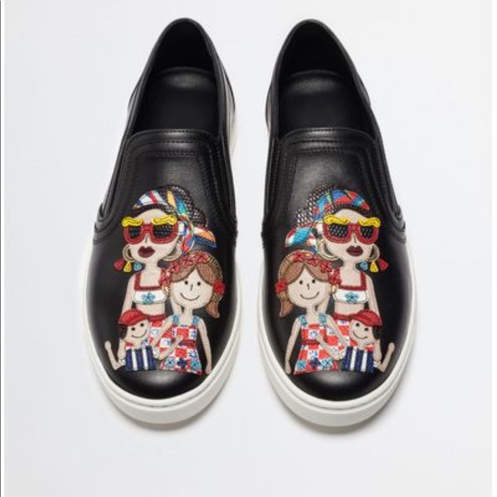 D&g family patch slip on sneakers
